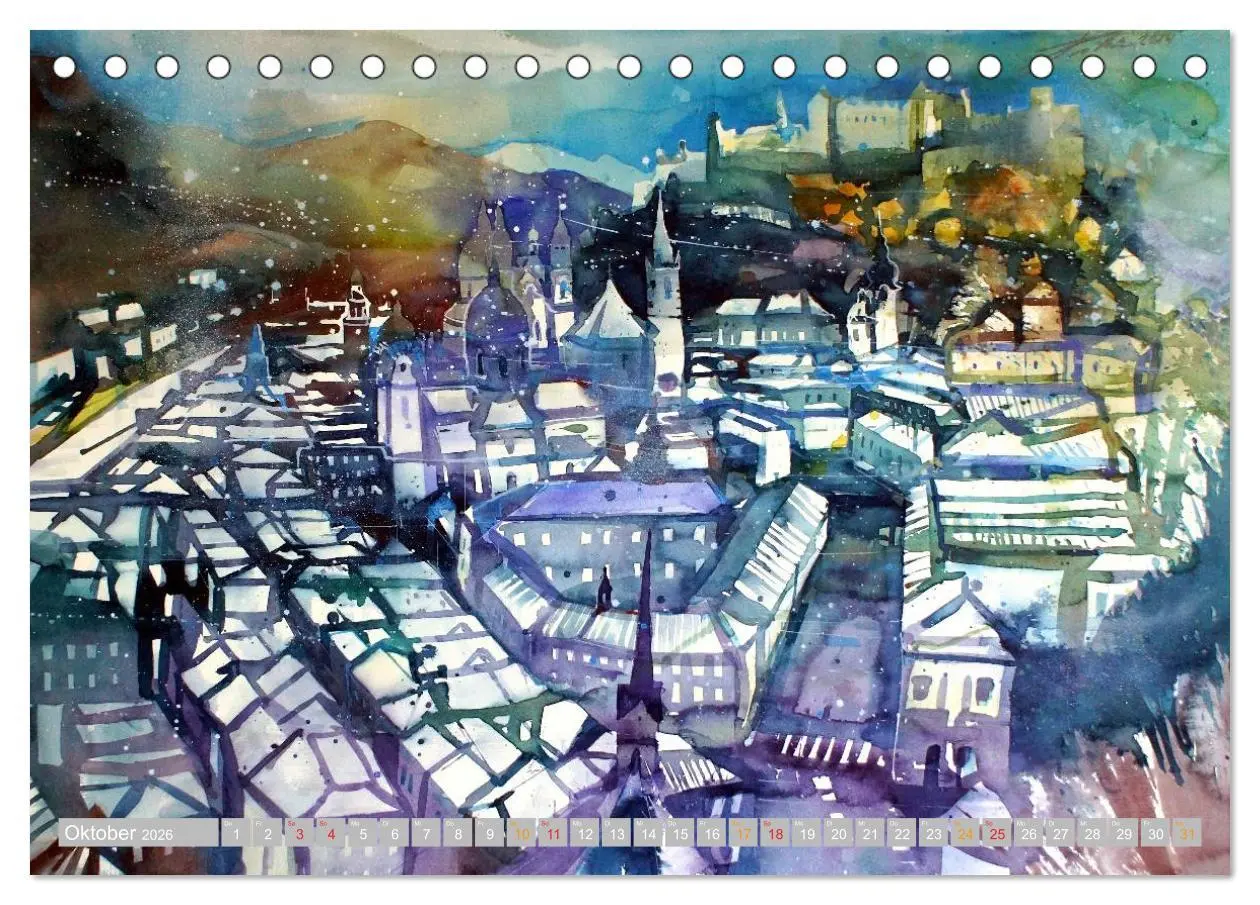 Bild: 9783516085815 | Aquarelle aus der Mozartstadt Salzburg (Tischkalender 2026 DIN A5...