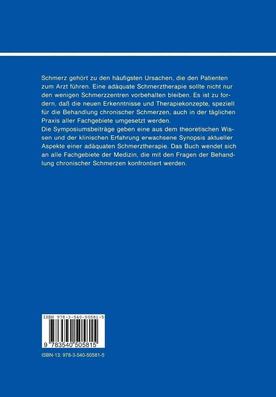 Rückseite: 9783540505815 | Chronischer Schmerz - Therapiekonzepte | Uwe Dethlefsen | Taschenbuch Rückseite: 9783540505815 | Chronischer Schmerz - Therapiekonzepte | Uwe Dethlefsen | Taschenbuch
