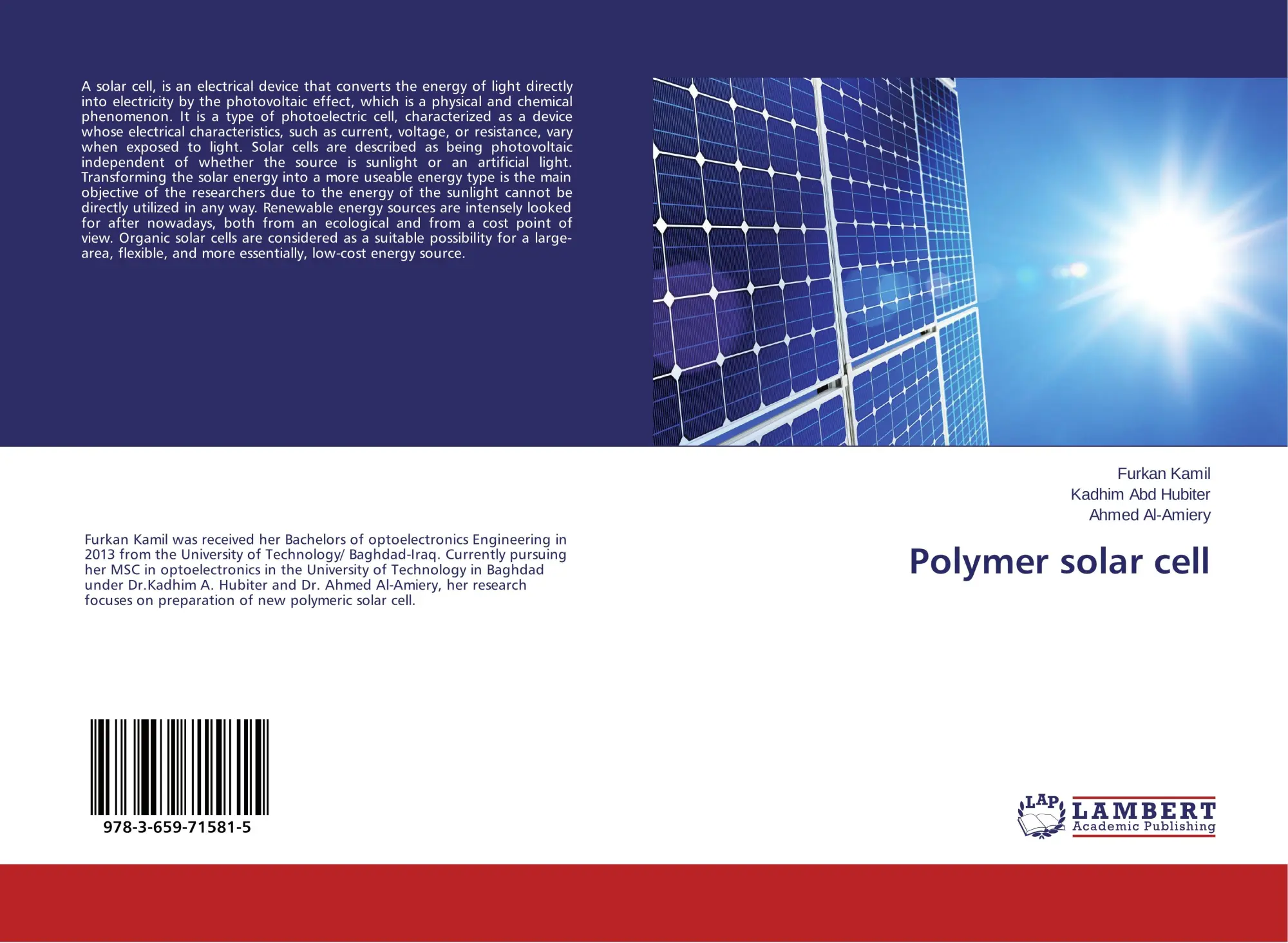 Cover: 9783659715815 | Polymer solar cell | Furkan Kamil (u. a.) | Taschenbuch | 68 S. | 2015