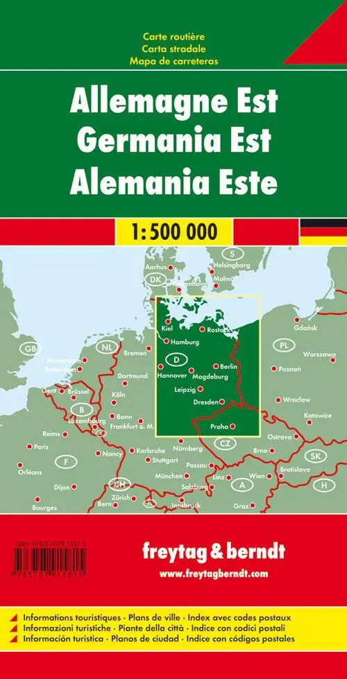 Rückseite: 9783707915815 | Deutschland Ost 1 : 500 000 Autokarte | (Land-)Karte | Deutsch | 2015