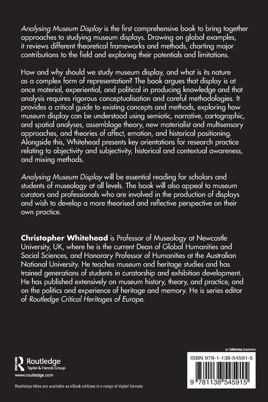 Rückseite: 9781138545915 | Analysing Museum Display | Theory and Method | Christopher Whitehead
