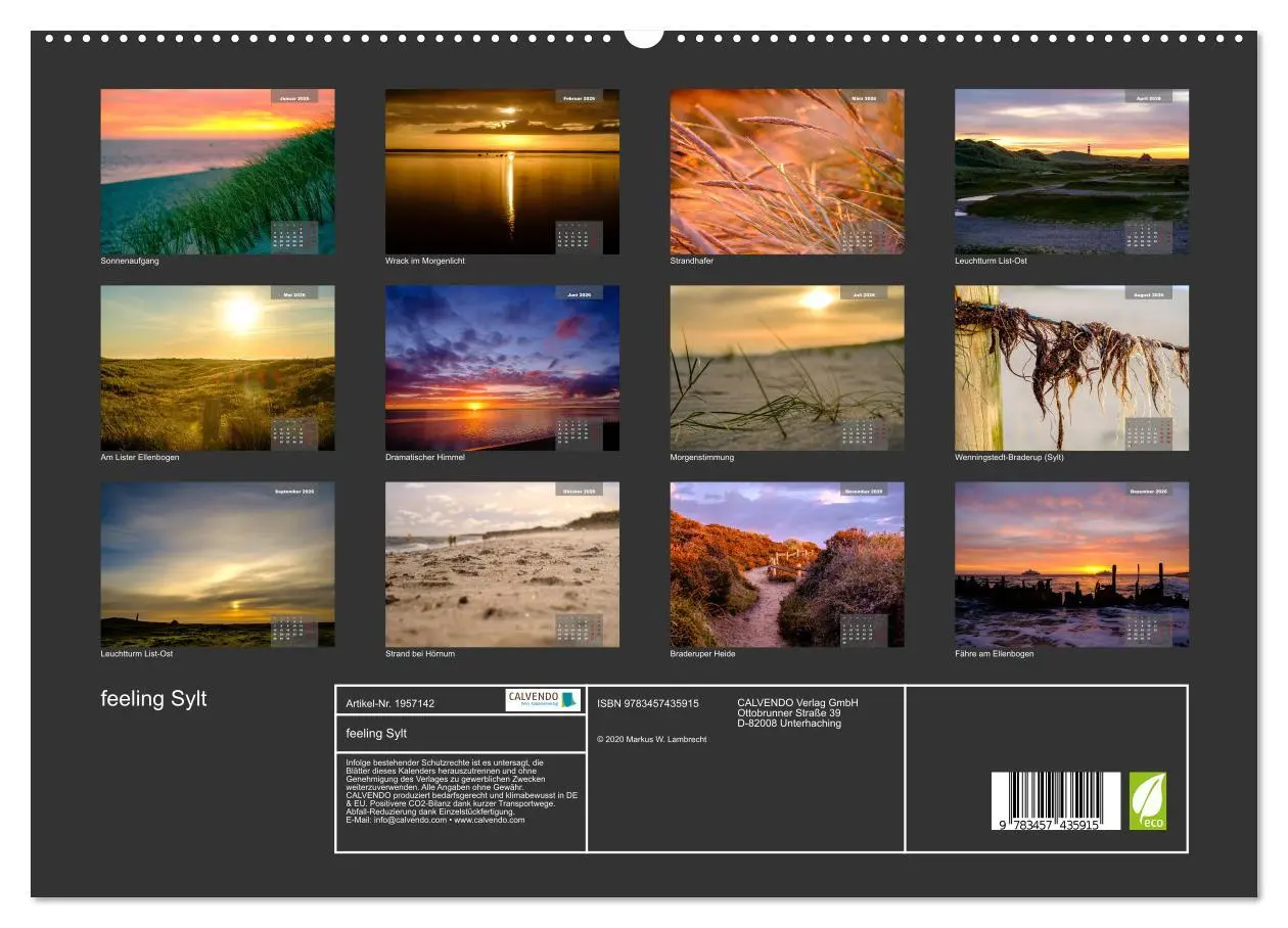 Bild: 9783457435915 | feeling Sylt (hochwertiger Premium Wandkalender 2026 DIN A2 quer),...