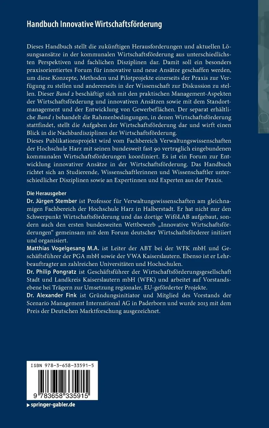 Rückseite: 9783658335915 | Handbuch Innovative Wirtschaftsförderung 02 | Jürgen Stember (u. a.)