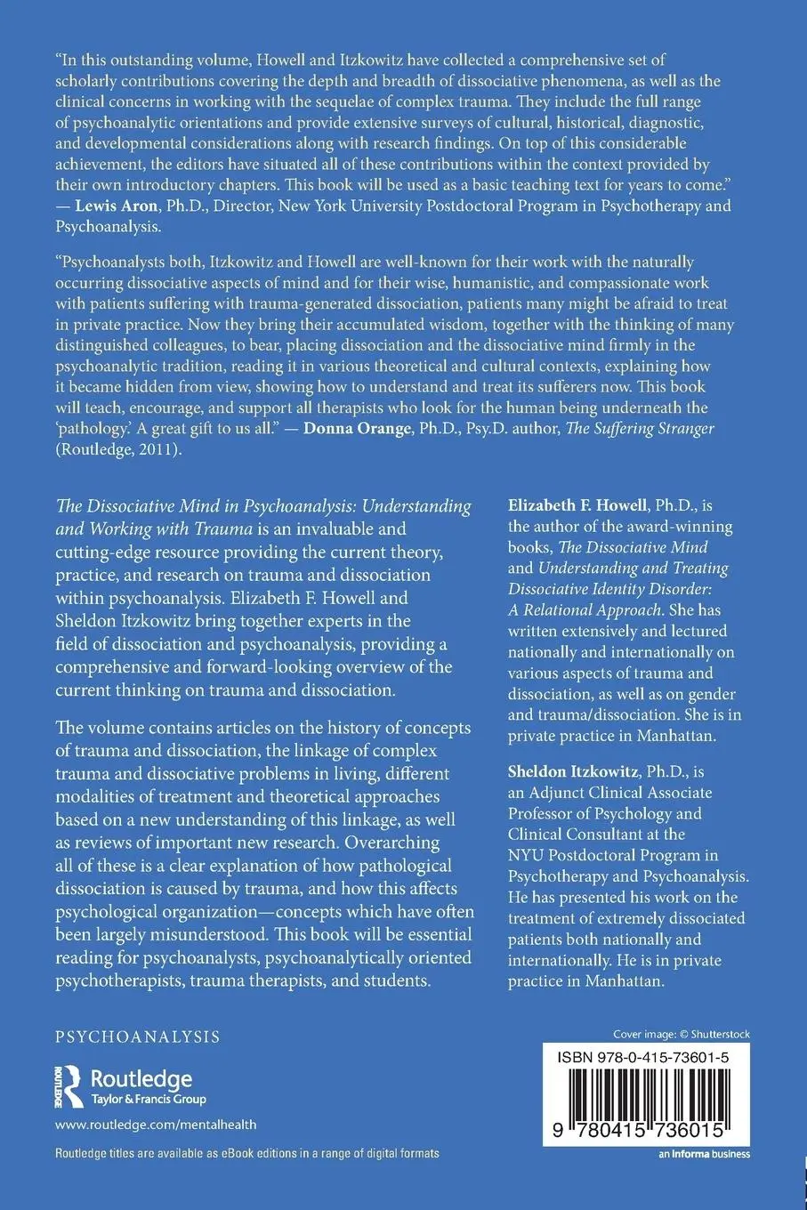 Rückseite: 9780415736015 | The Dissociative Mind in Psychoanalysis | Elizabeth Howell (u. a.)