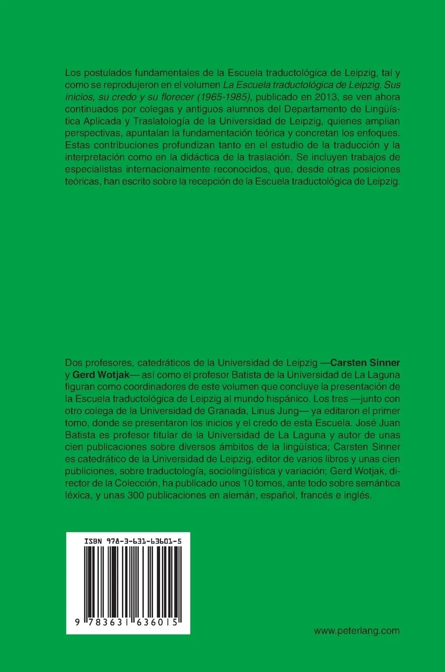 Rückseite: 9783631636015 | La Escuela traductológica de Leipzig | Continuación y recepción | Buch