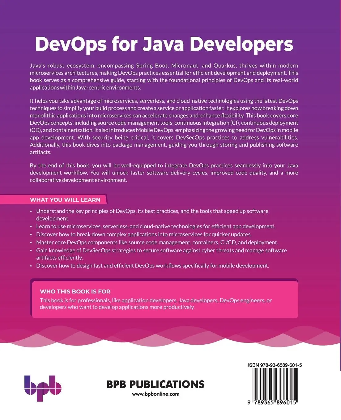 Rückseite: 9789365896015 | DevOps for Java Developers | Neeraj Kumar | Taschenbuch | Englisch