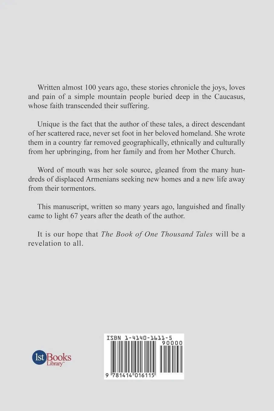 Rückseite: 9781414016115 | From the Book of 1000 Tales | Diana Agabeg Apcar | Taschenbuch | 2004
