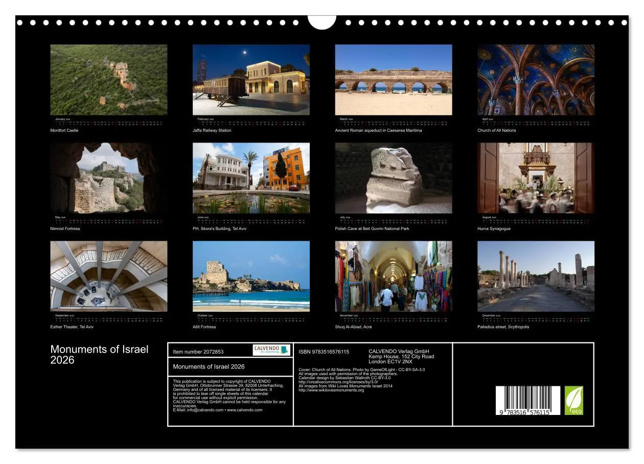 Bild: 9783516576115 | Monuments of Israel 2026 (Wall Calendar 2026 DIN A3 landscape),...