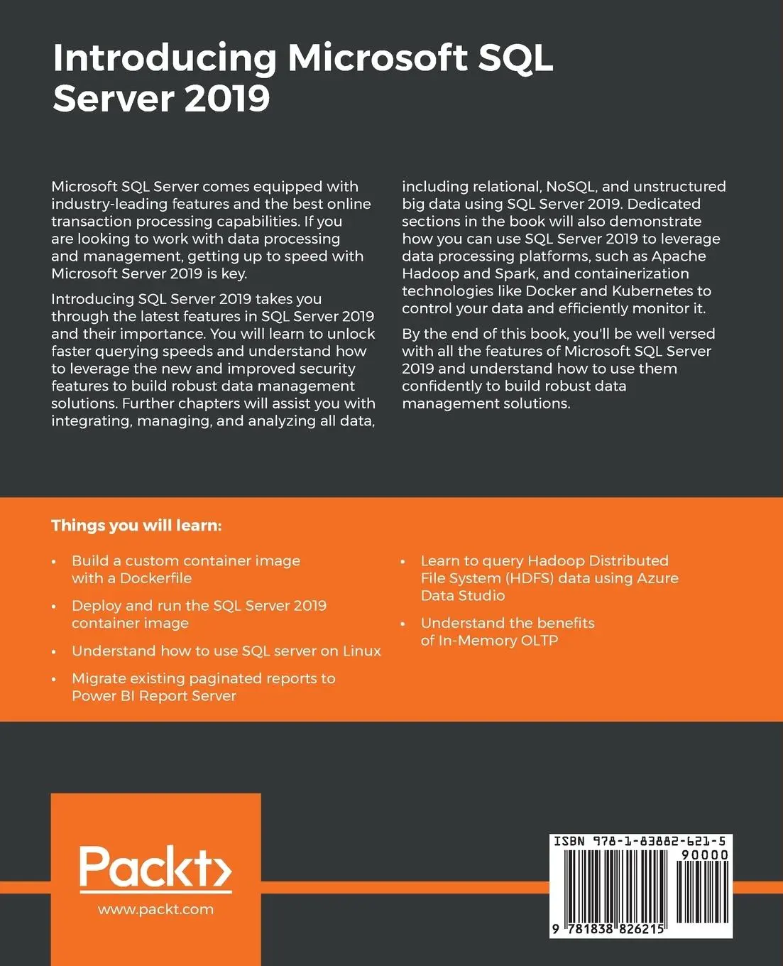 Rückseite: 9781838826215 | Introducing Microsoft SQL Server 2019 | Kellyn Gorman (u. a.) | Buch