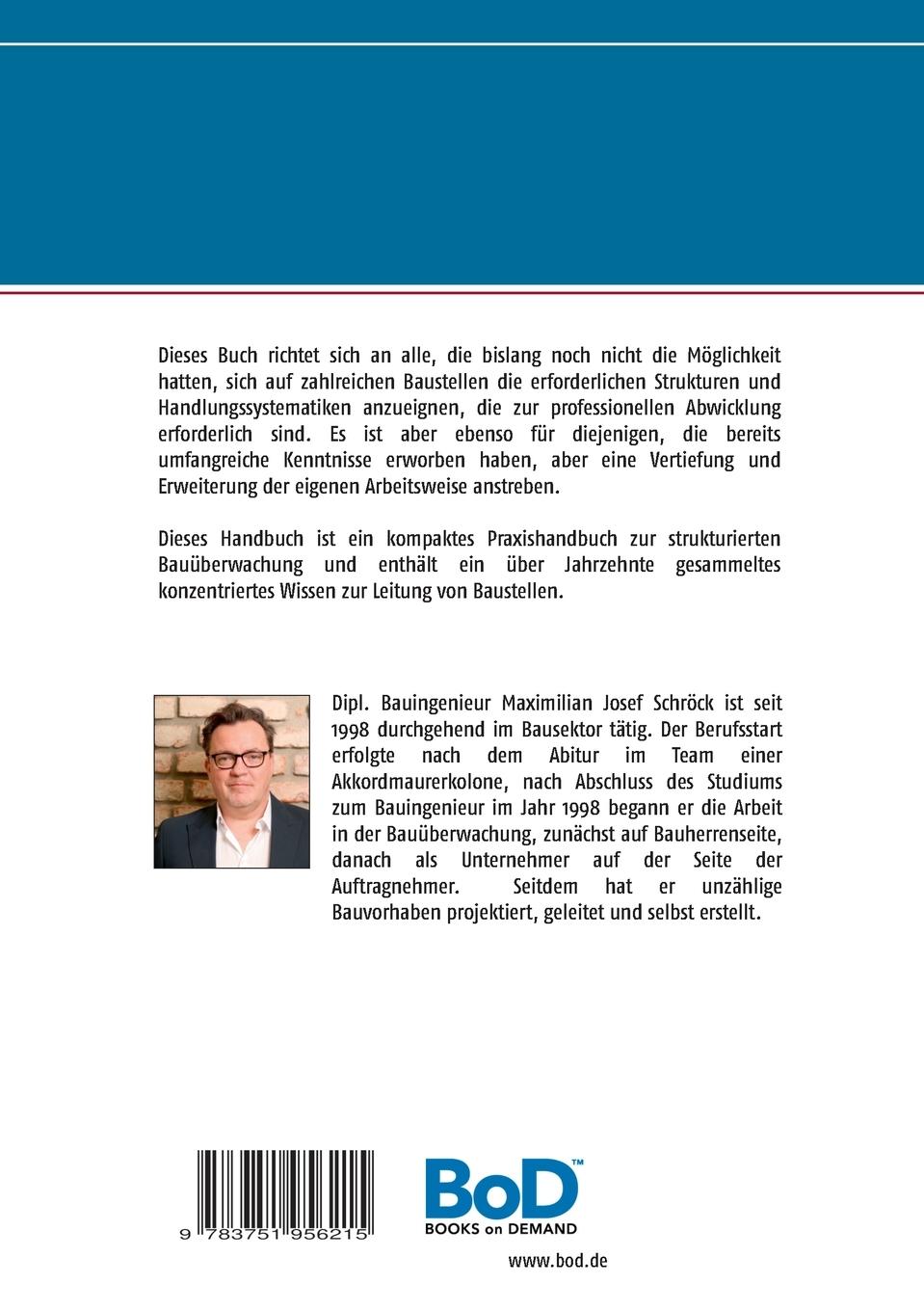 Rückseite: 9783751956215 | Handbuch Bauüberwachung | Maximilian Schröck | Taschenbuch | 92 S.