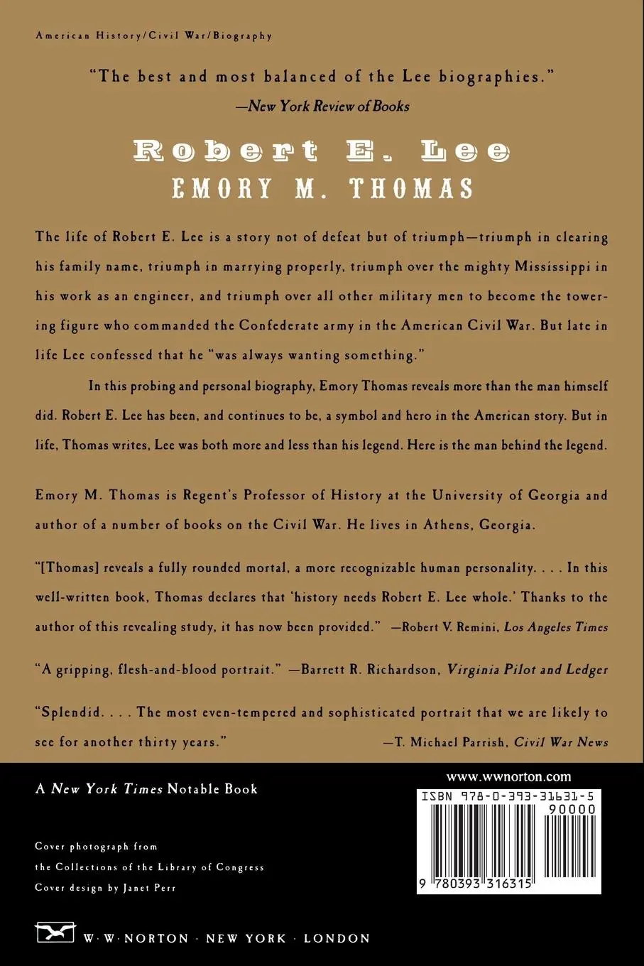 Rückseite: 9780393316315 | Robert E. Lee | A Biography (Revised) | Emory M Thomas | Taschenbuch