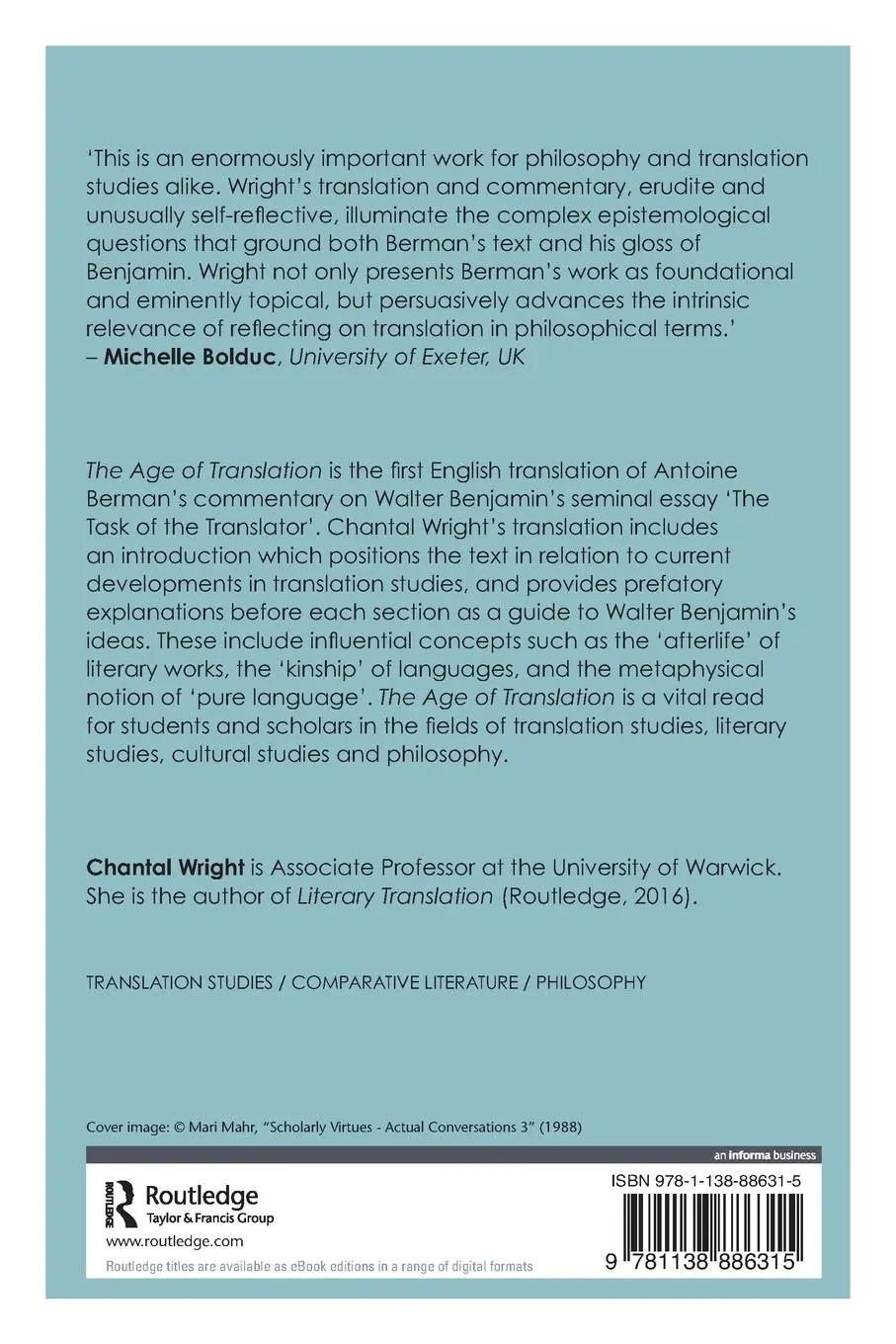 Rückseite: 9781138886315 | The Age of Translation | Antoine Berman | Taschenbuch | Englisch