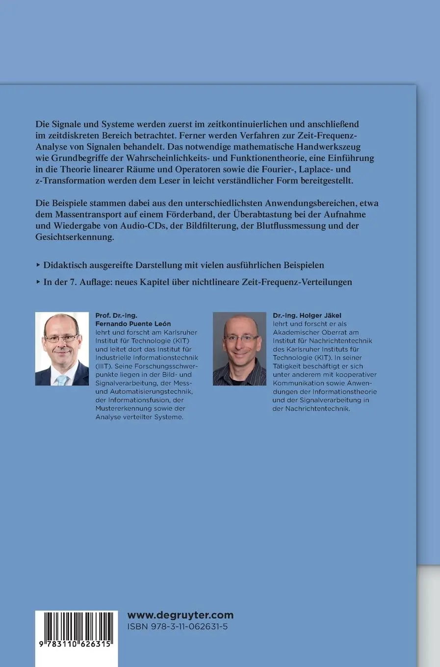 Rückseite: 9783110626315 | Signale und Systeme | Holger Jäkel (u. a.) | Buch | XVI | Deutsch