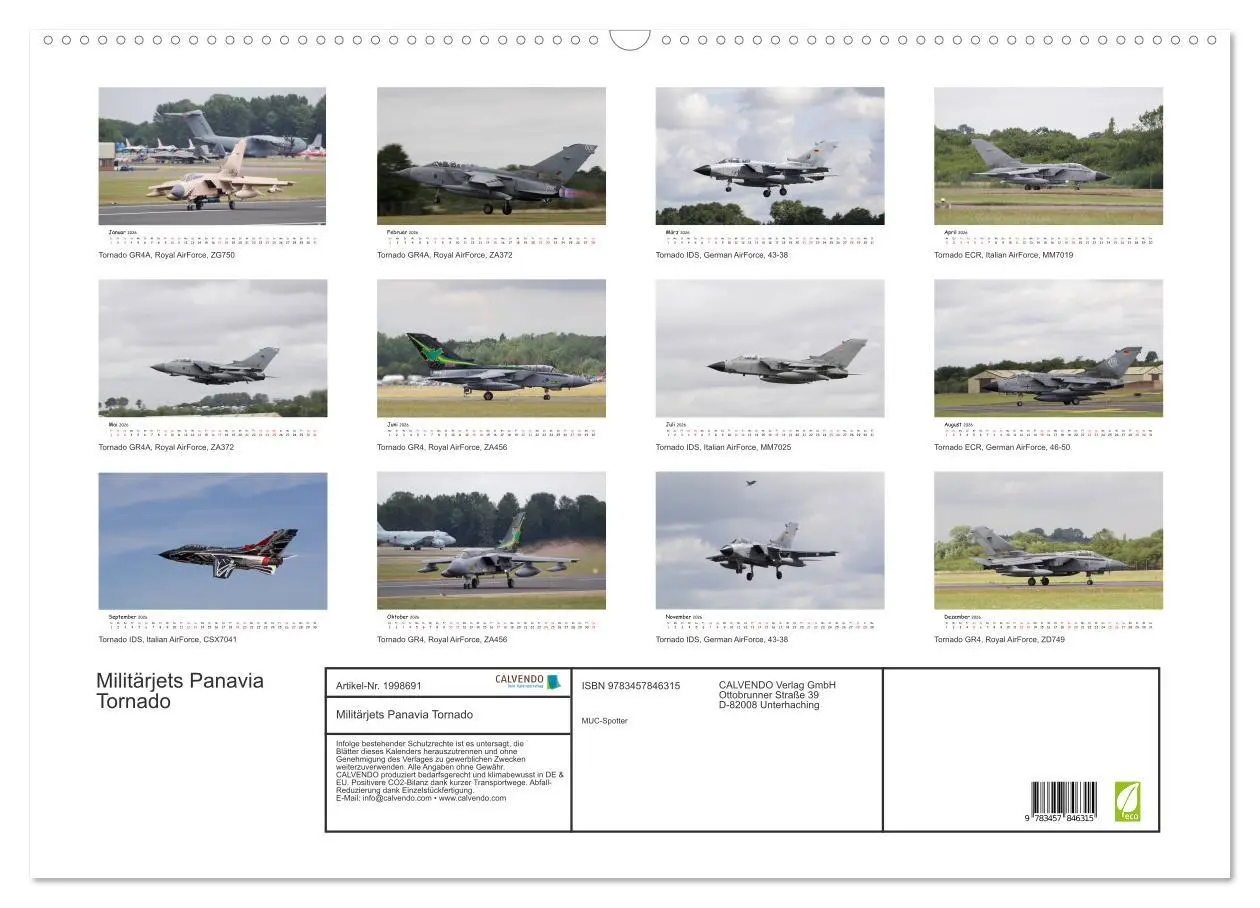 Bild: 9783457846315 | Militärjets Panavia Tornado (Wandkalender 2026 DIN A2 quer),...