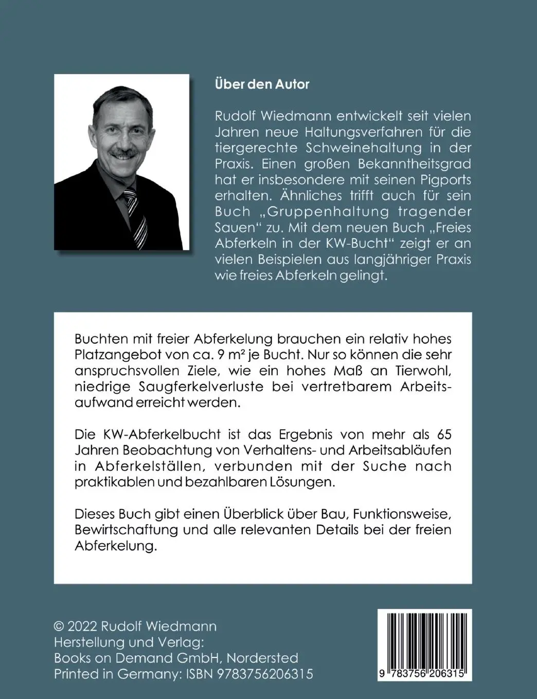 Rückseite: 9783756206315 | Freies Abferkeln in der KW-Bucht | Rudolf Wiedmann | Taschenbuch
