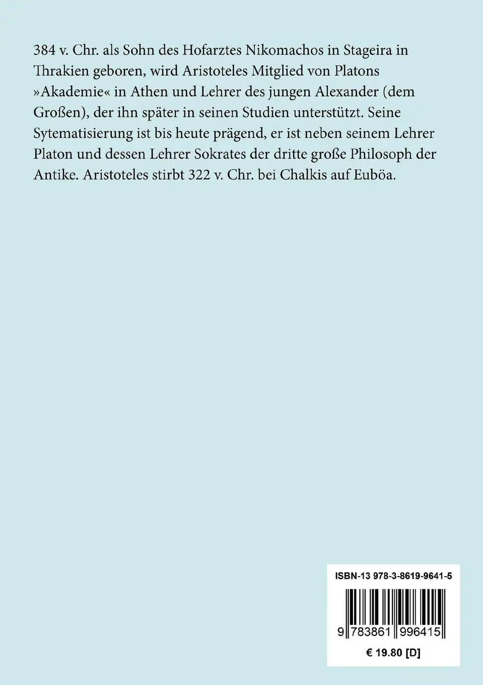 Rückseite: 9783861996415 | Organon | Aristoteles | Taschenbuch | 524 S. | Deutsch | 2016