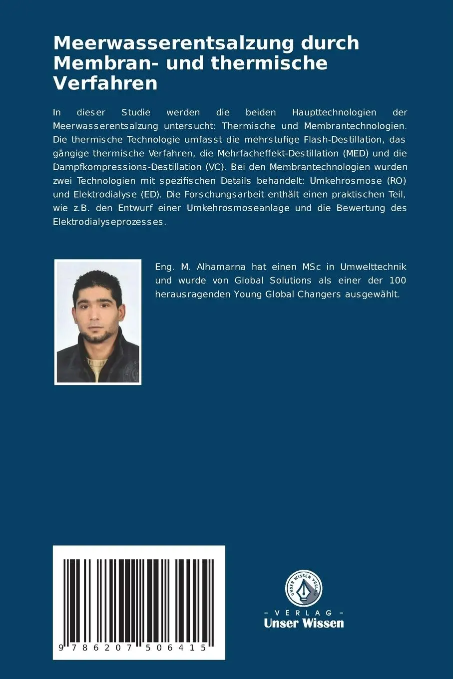 Rückseite: 9786207506415 | Meerwasserentsalzung durch Membran- und thermische Verfahren | Buch