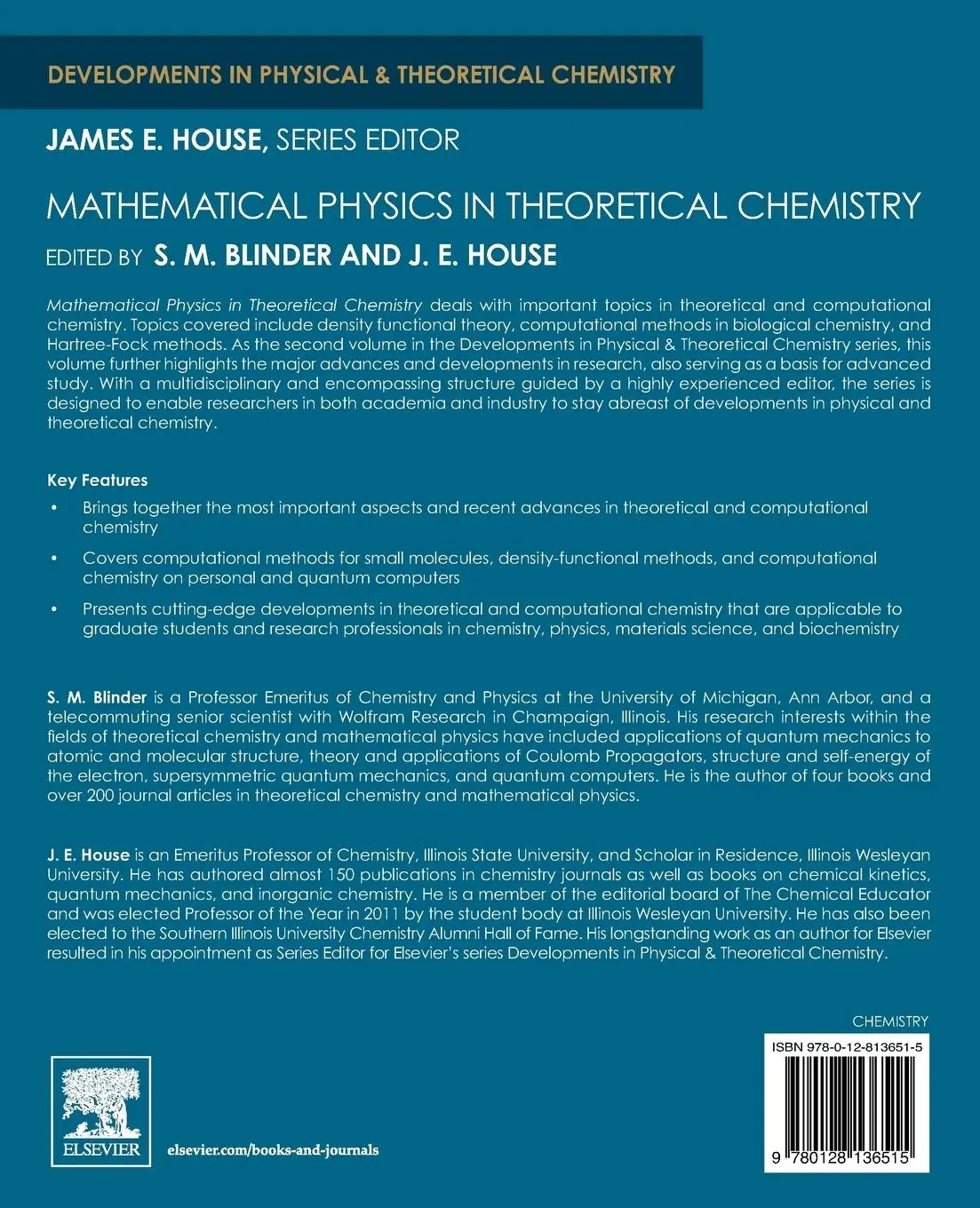 Rückseite: 9780128136515 | Mathematical Physics in Theoretical Chemistry | S. M. Blinder (u. a.)