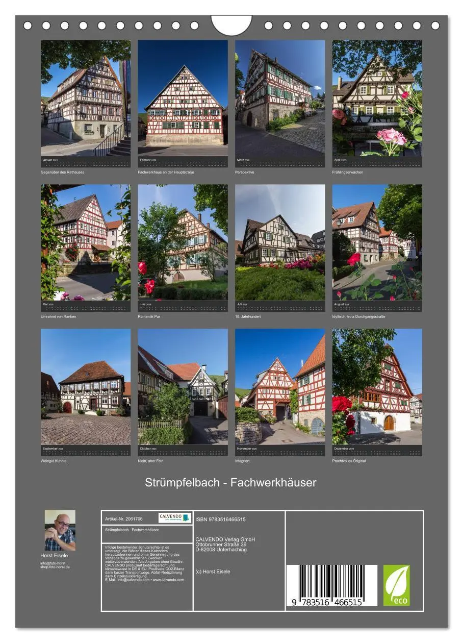 Bild: 9783516466515 | Strümpfelbach - Fachwerkhäuser (Wandkalender 2026 DIN A4 hoch),...