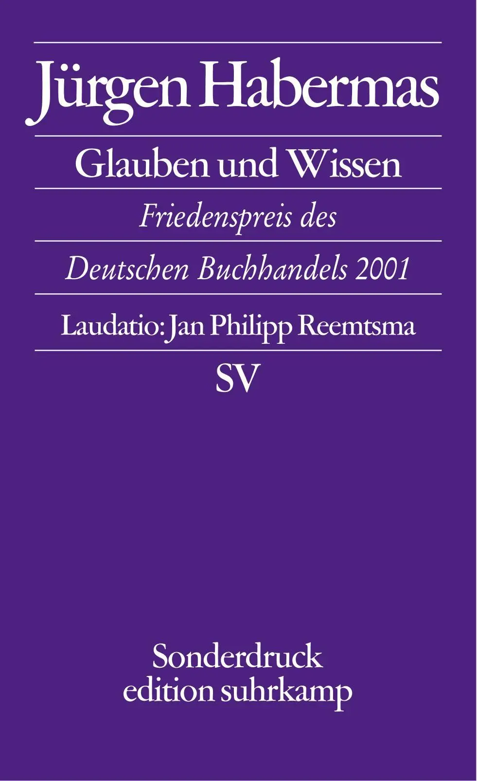 Cover: 9783518066515 | Glaube und Wissen | Jürgen Habermas | Buch | edition suhrkamp | 57 S.
