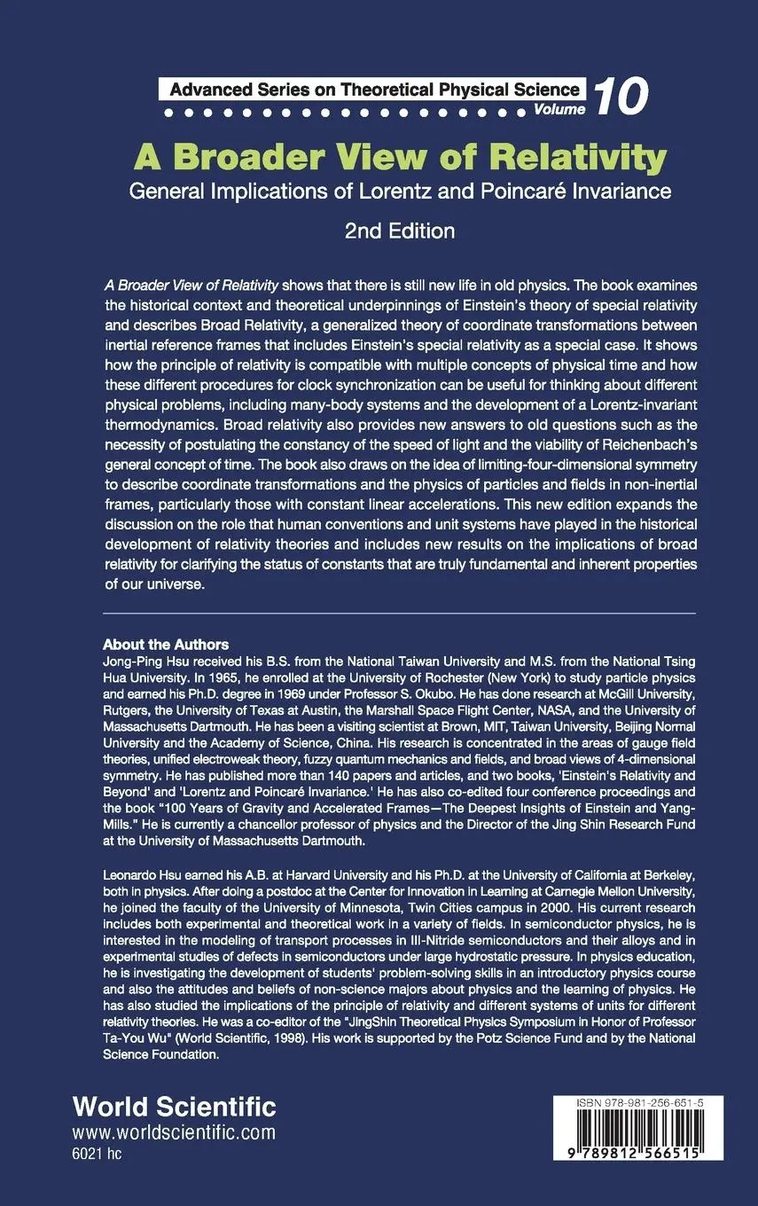 Rückseite: 9789812566515 | BROADER VIEW OF RELATIVITY,A (2ED)(V10) | Leonardo Hsu &amp; Jong-Ping Hsu