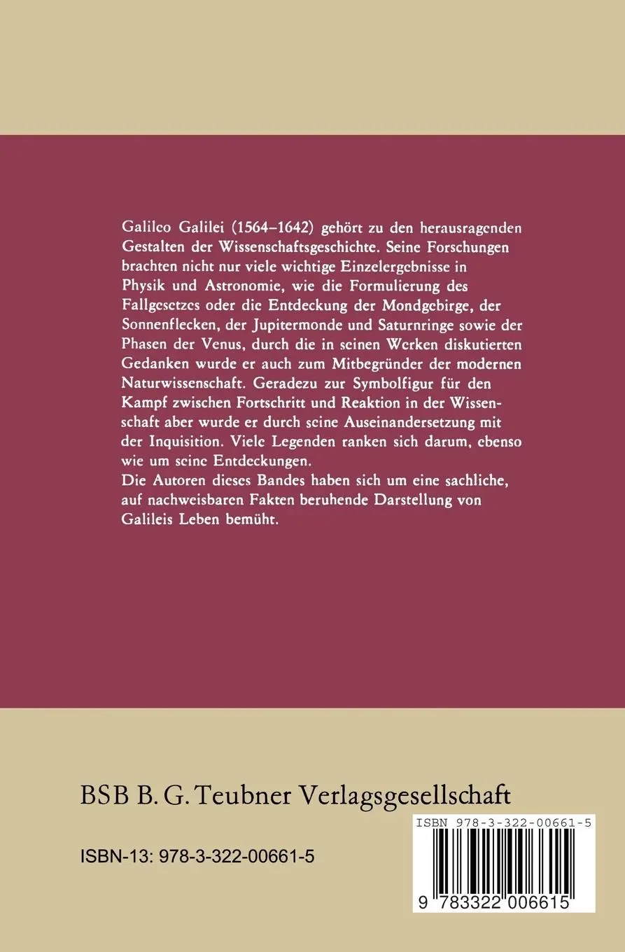 Rückseite: 9783322006615 | Galileo Galilei | Ernst Schmutzer | Taschenbuch | 138 S. | Deutsch
