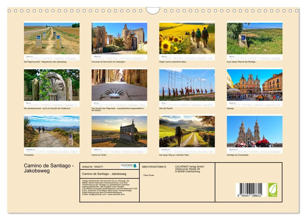 Bild: 9783457296615 | Camino de Santiago - Jakobsweg (Wandkalender 2026 DIN A3 quer),...