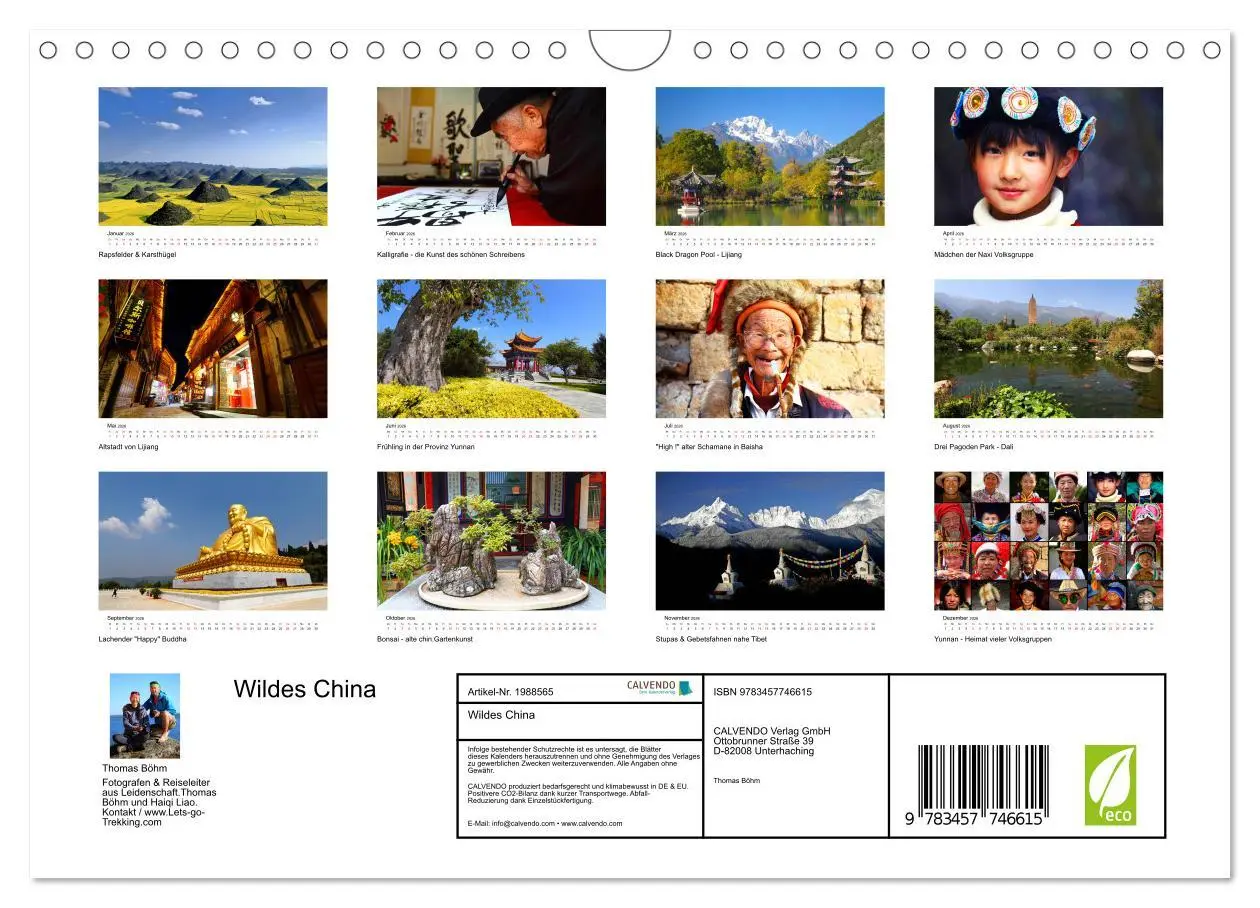 Bild: 9783457746615 | Wildes China (Wandkalender 2026 DIN A4 quer), CALVENDO Monatskalender