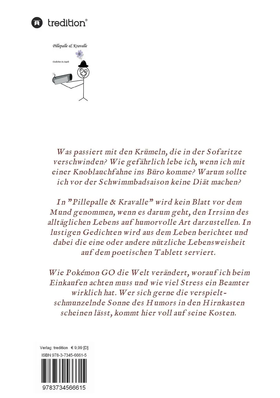 Rückseite: 9783734566615 | Pillepalle &amp; Kravalle | Gedichte in Aspik | Andreas Reinemer | Buch