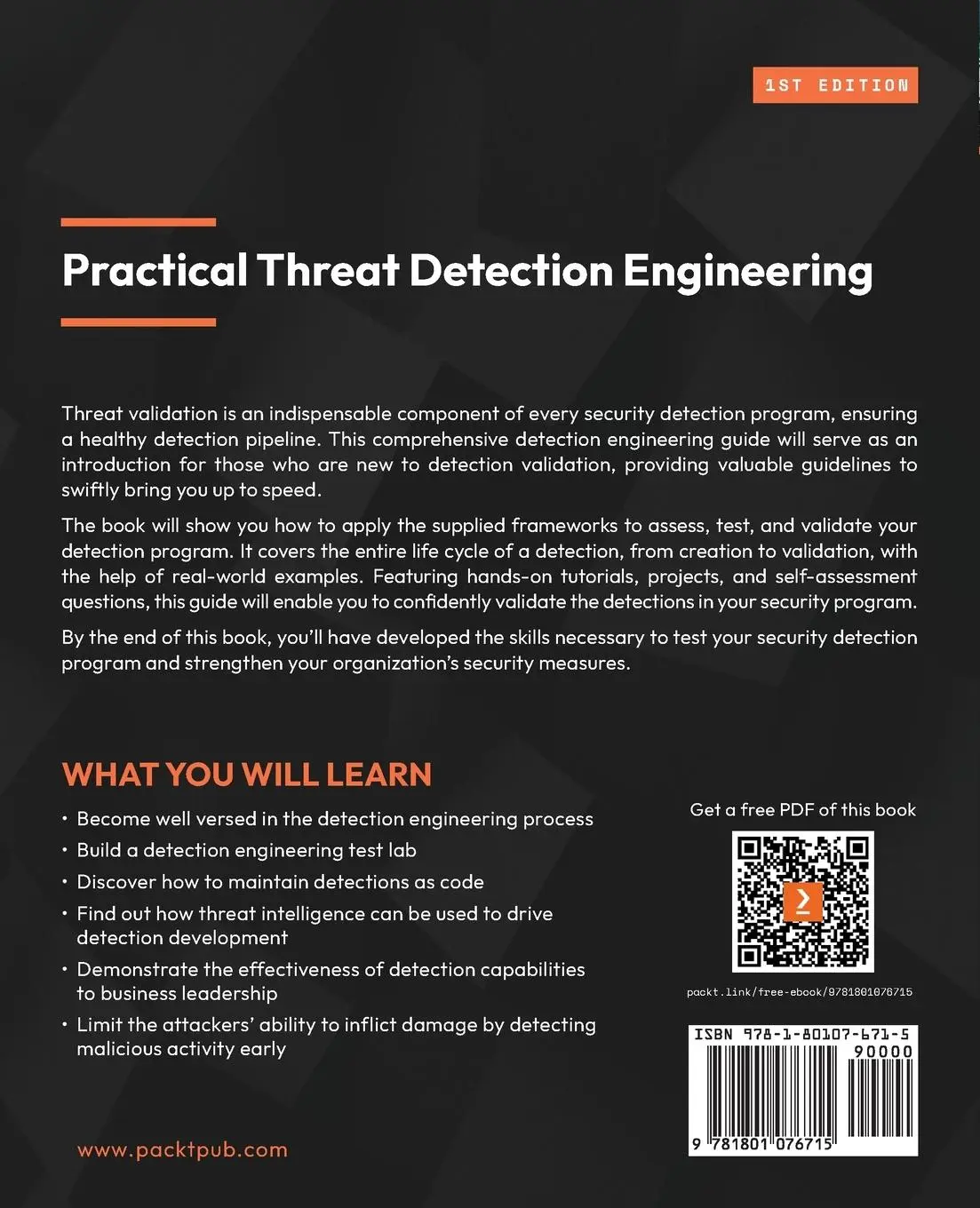 Rückseite: 9781801076715 | Practical Threat Detection Engineering | Megan Roddie (u. a.) | Buch