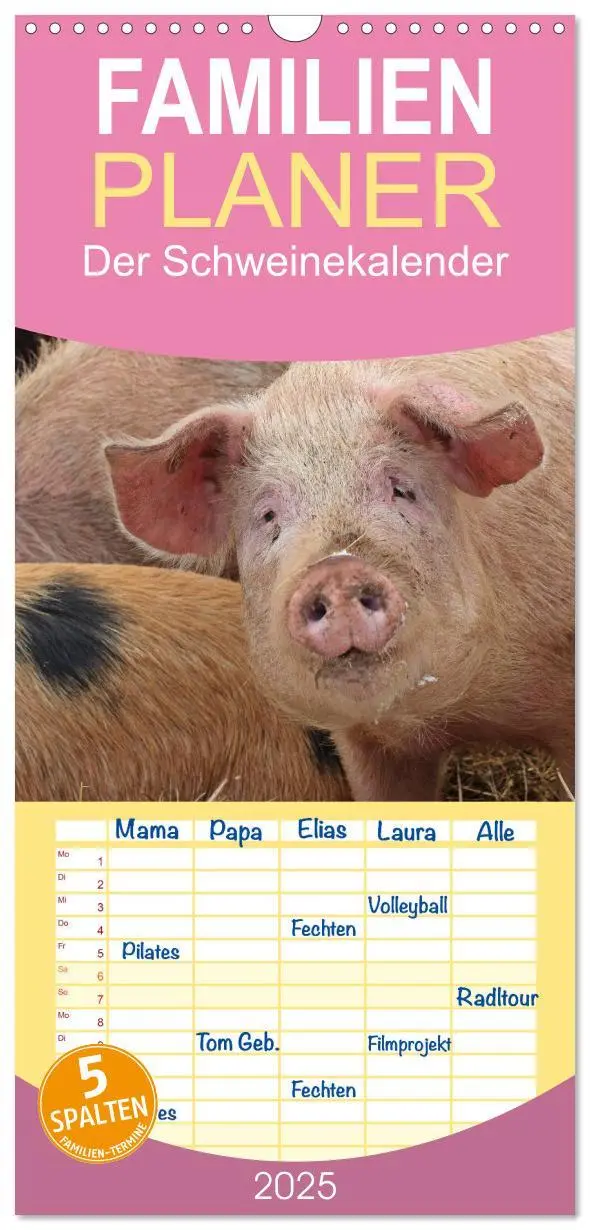 Cover: 9783457116715 | Familienplaner 2025 - Der Schweinekalender mit 5 Spalten...