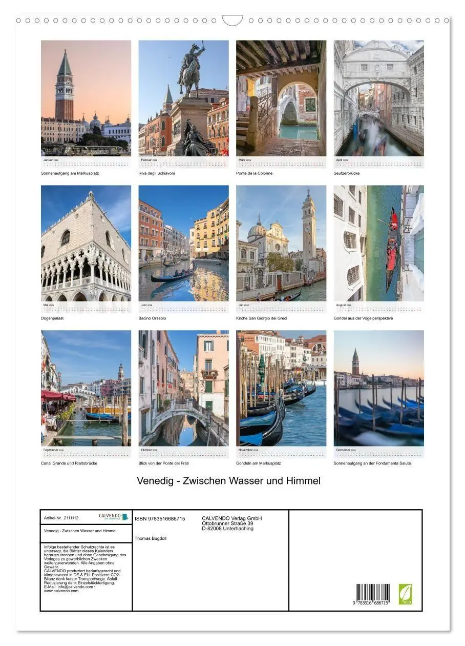 Bild: 9783516686715 | Venedig - Zwischen Wasser und Himmel (Wandkalender 2026 DIN A2...