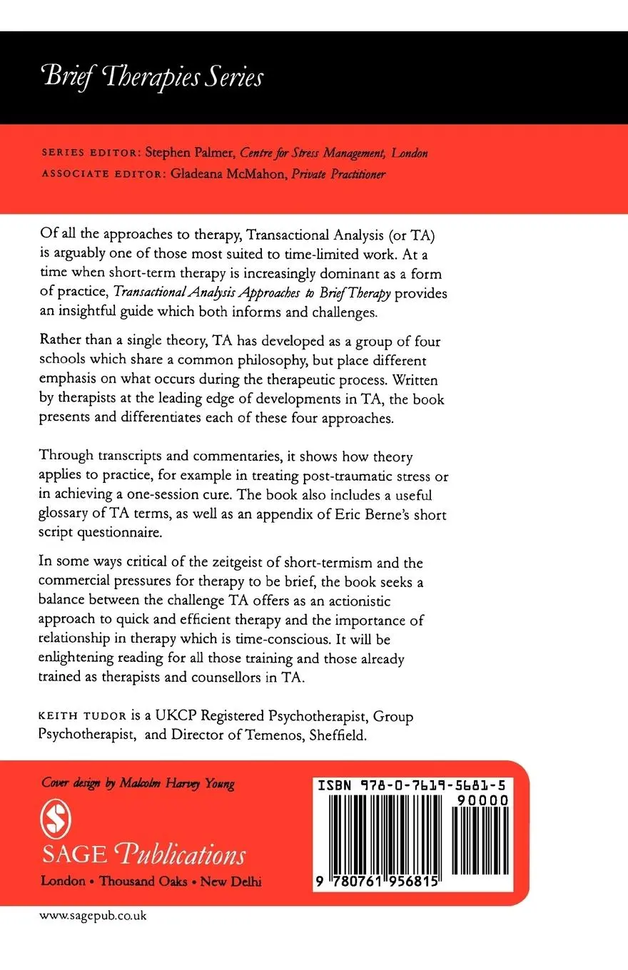 Rückseite: 9780761956815 | Transactional Analysis Approaches to Brief Therapy | Keith Tudor