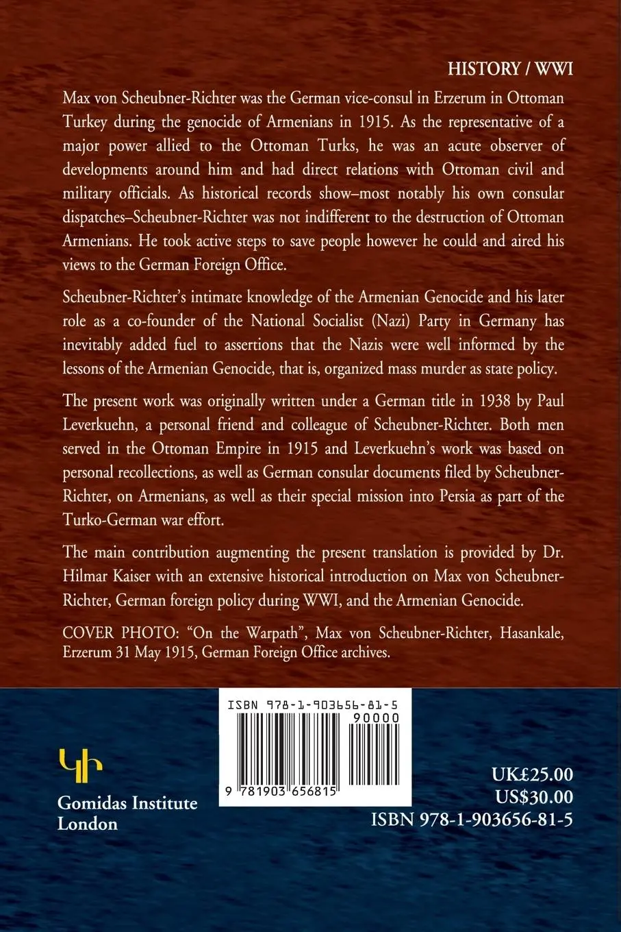 Rückseite: 9781903656815 | A German Officer During the Armenian Genocide | Paul Leverkuehn | Buch