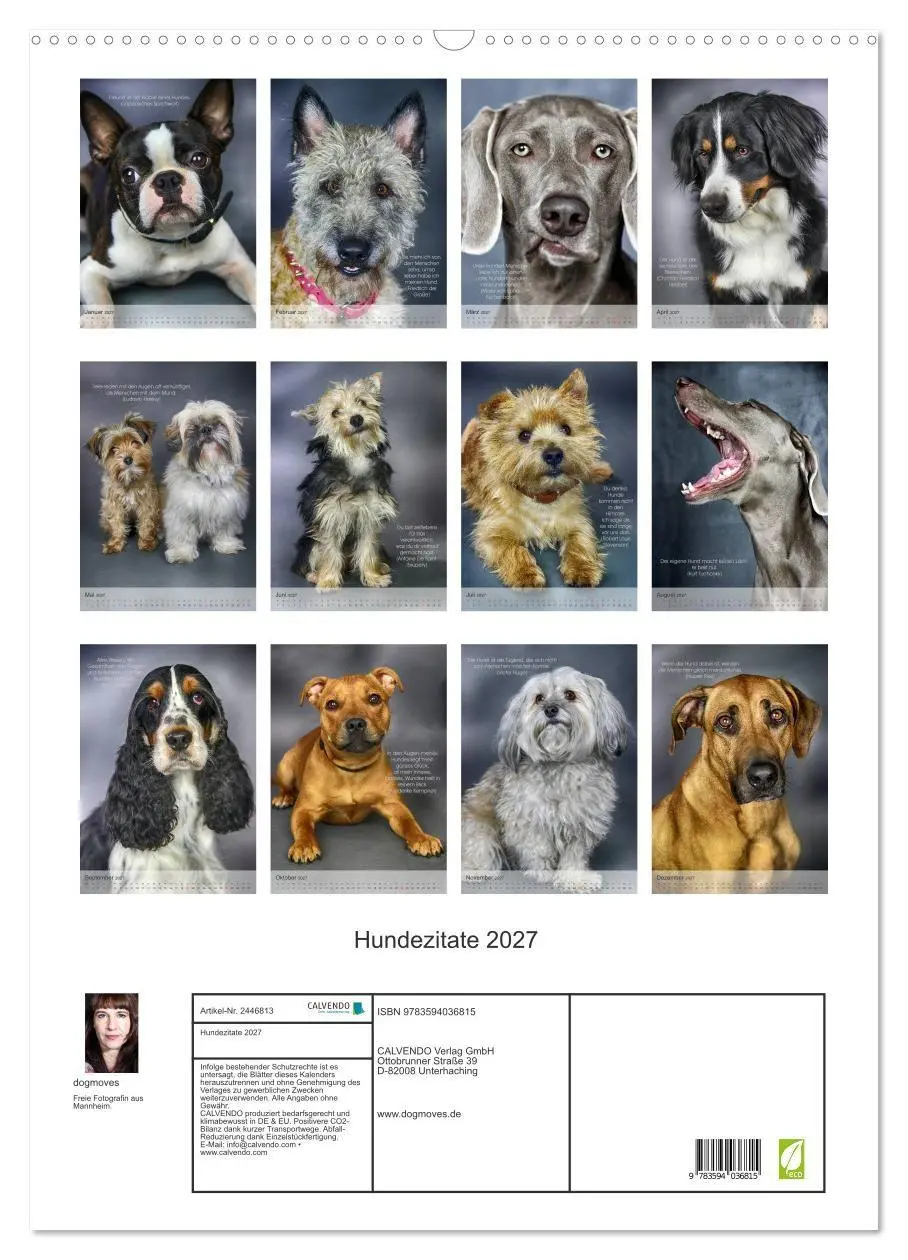 Bild: 9783594036815 | Hundezitate 2027 (Wandkalender 2027 DIN A2 hoch), CALVENDO...