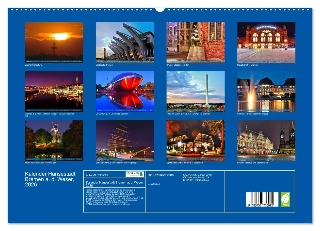 Bild: 9783457716915 | Kalender Hansestadt Bremen a. d. Weser, 2026 (hochwertiger Premium...
