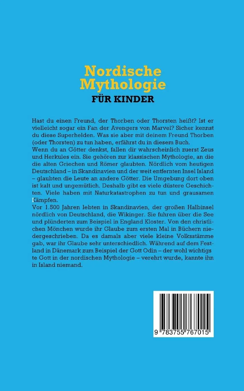Rückseite: 9783755767015 | Nordische Mythologie für Kinder | Sven Larsson | Taschenbuch | 70 S.