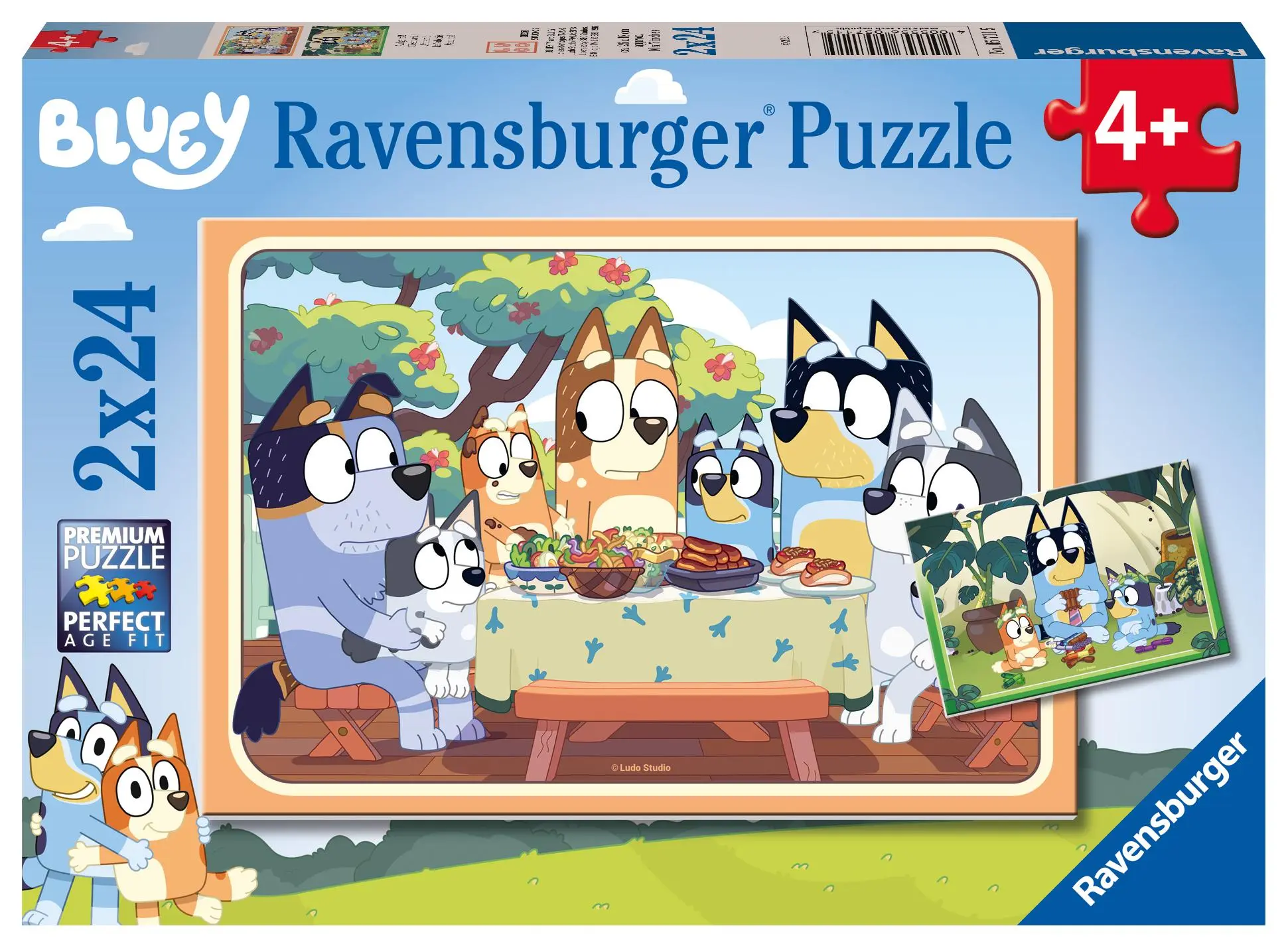 Cover: 4005556057115 | Kinderpuzzle 2x24 Teile - Bluey - Auf geht's! | Spiel | 05711 | 2024