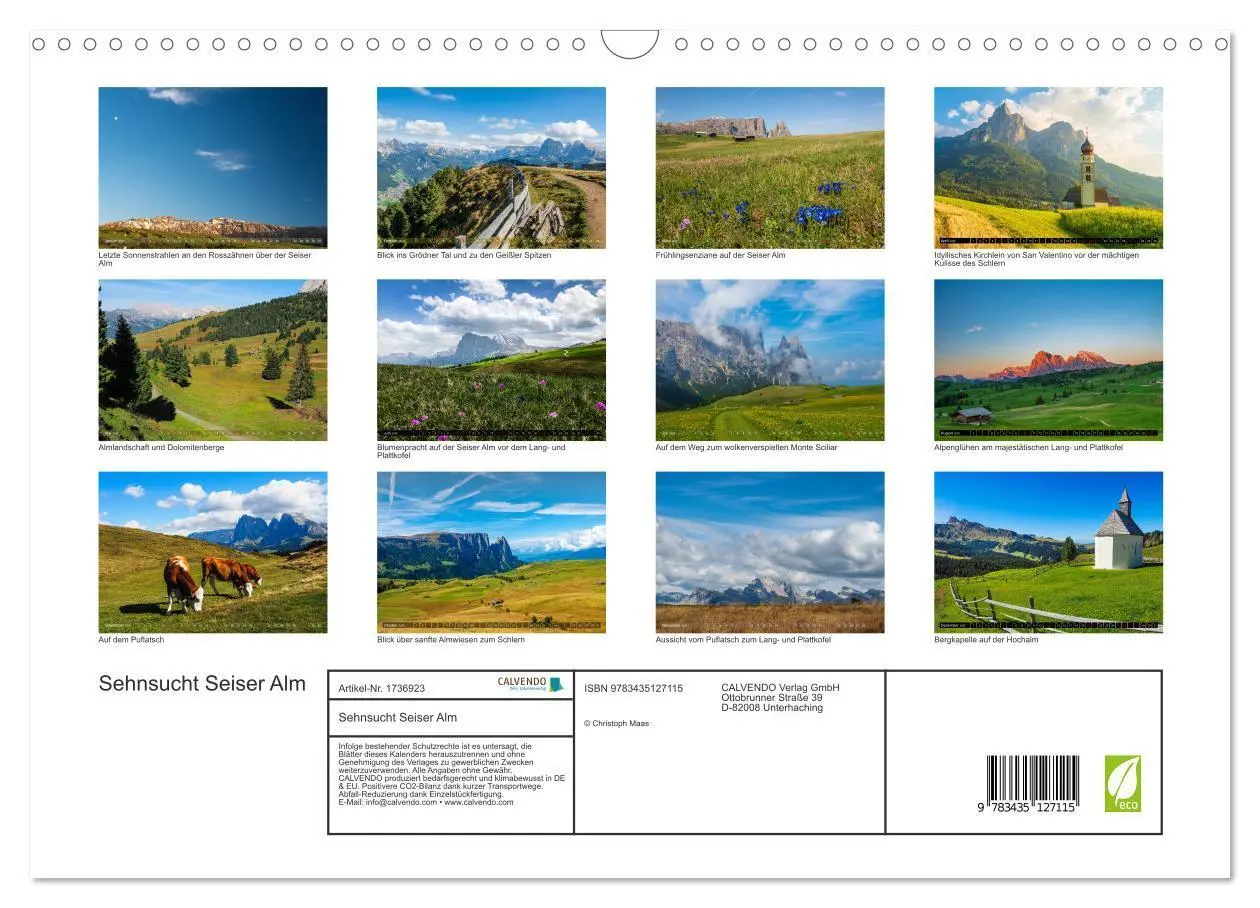 Bild: 9783435127115 | Sehnsucht Seiser Alm (Wandkalender 2025 DIN A3 quer), CALVENDO...