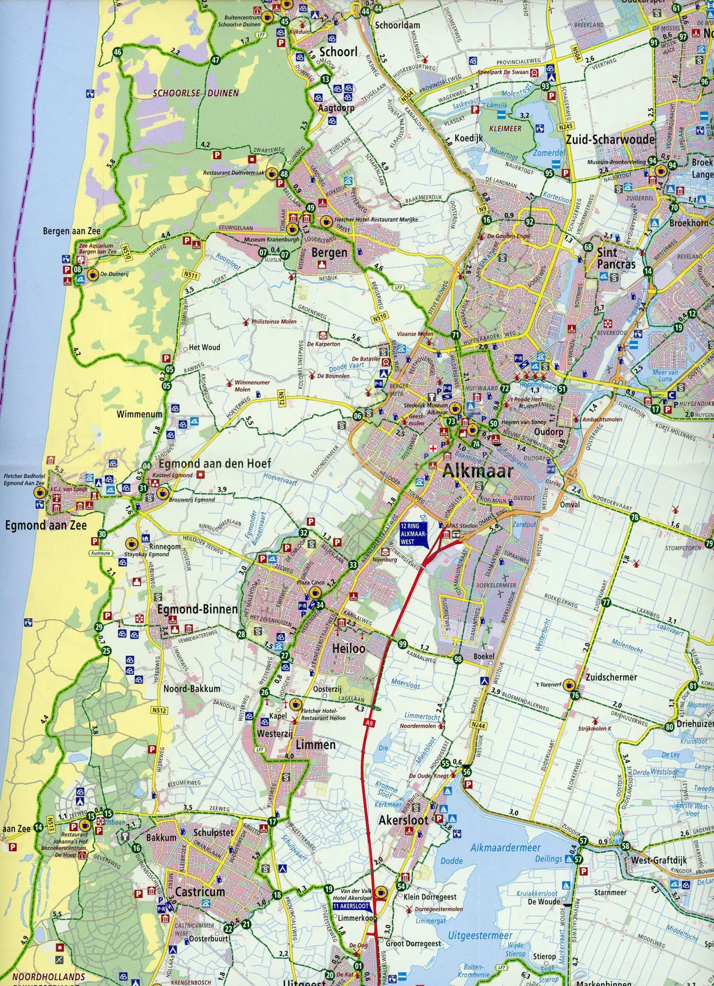 Bild: 9789018047115 | Noord-Hollandse kust (Alkmaar/ Den Helder) 1 : 66 666 (1,5cm = 1km)