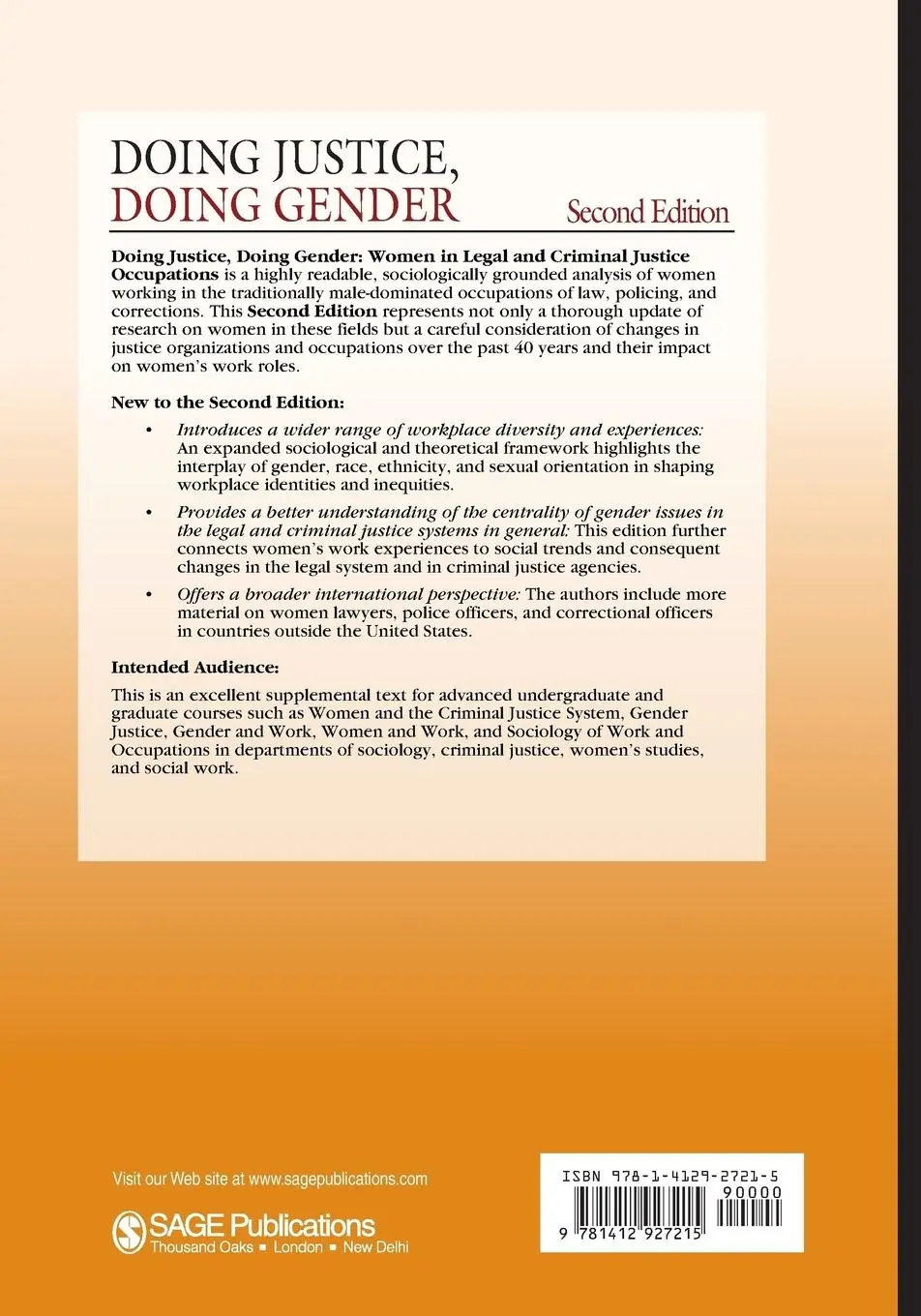 Rückseite: 9781412927215 | Doing Justice, Doing Gender | Susan Ehrlich Martin (u. a.) | Buch