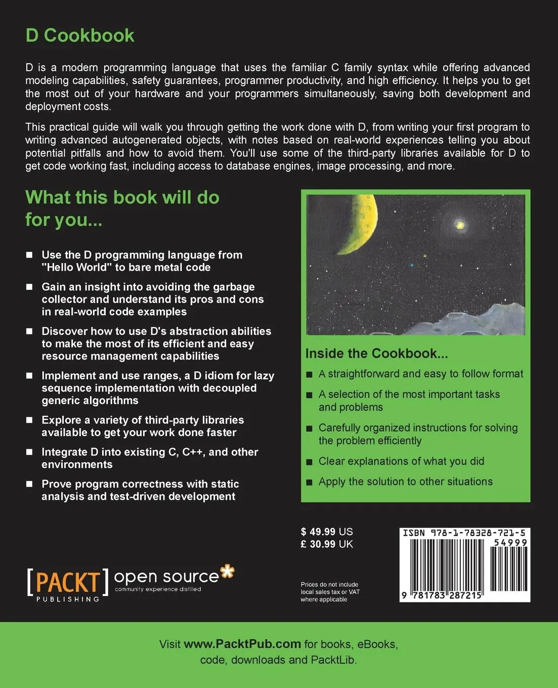 Rückseite: 9781783287215 | D Cookbook | Adam Ruppe | Taschenbuch | Englisch | 2014