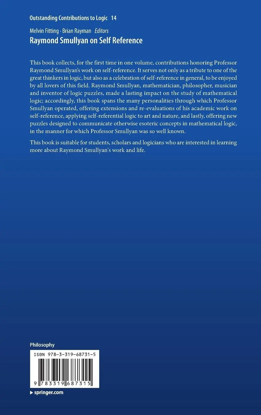 Rückseite: 9783319687315 | Raymond Smullyan on Self Reference | Brian Rayman (u. a.) | Buch