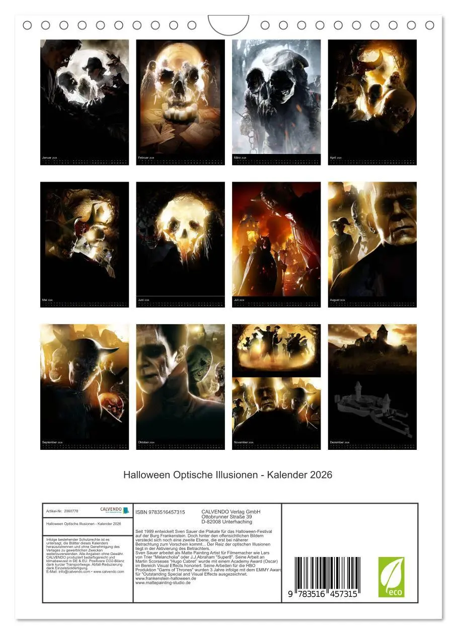 Bild: 9783516457315 | Halloween Optische Illusionen - Kalender 2026 (Wandkalender 2026...
