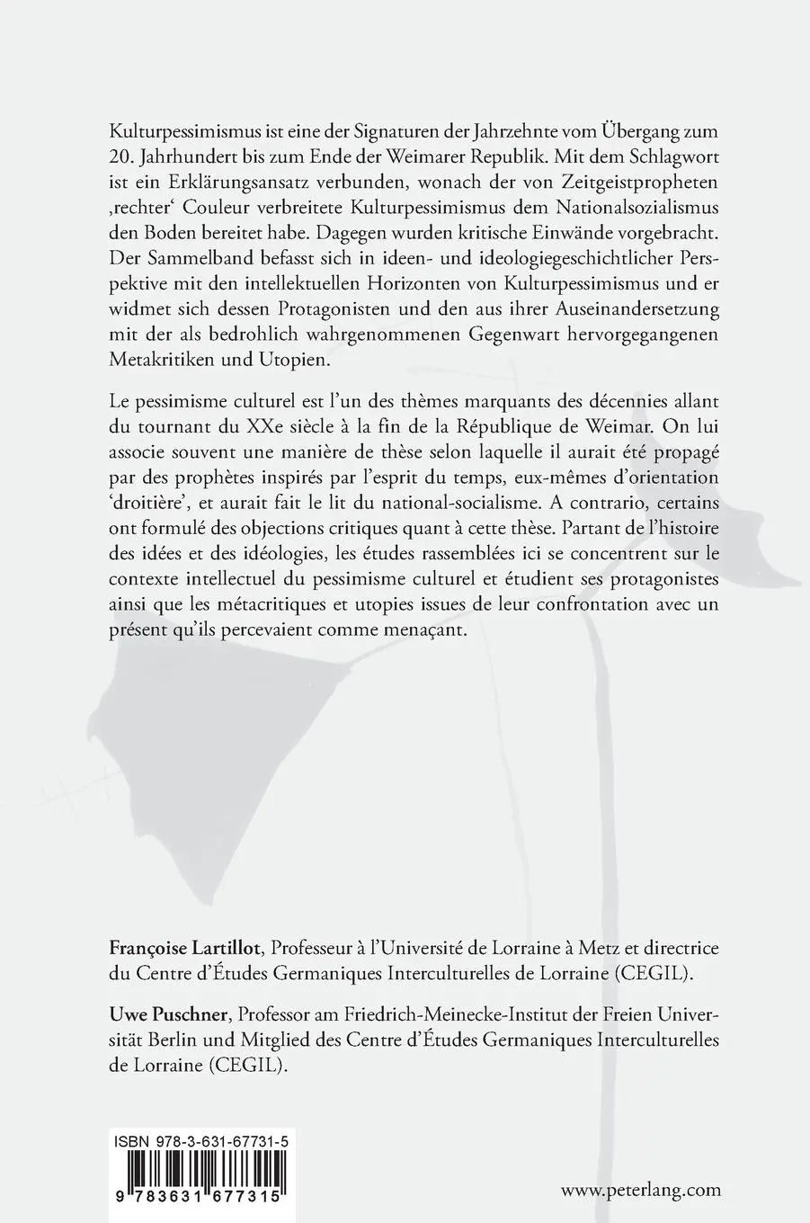 Rückseite: 9783631677315 | Kulturpessimismus / Le pessimisme culturel | Lartillot (u. a.) | Buch