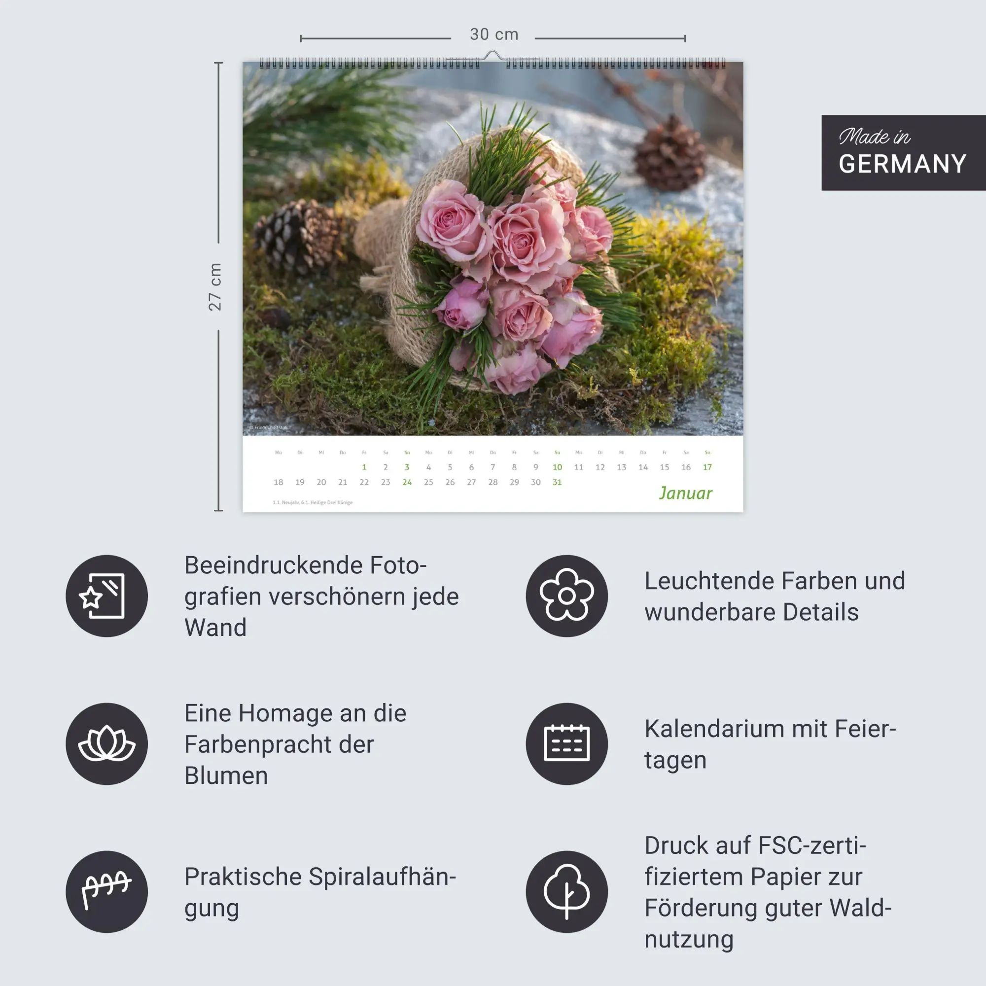 Bild: 9783756417315 | times&amp;more Blumen Bildkalender 2027 | Heye | Kalender | Spiralbindung