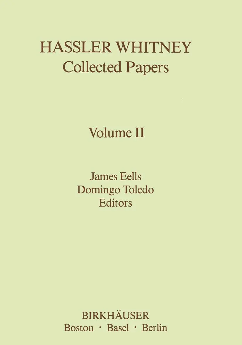 Cover: 9781461277415 | Hassler Whitney Collected Papers | Vol.2 | Domingo Toledo (u. a.)
