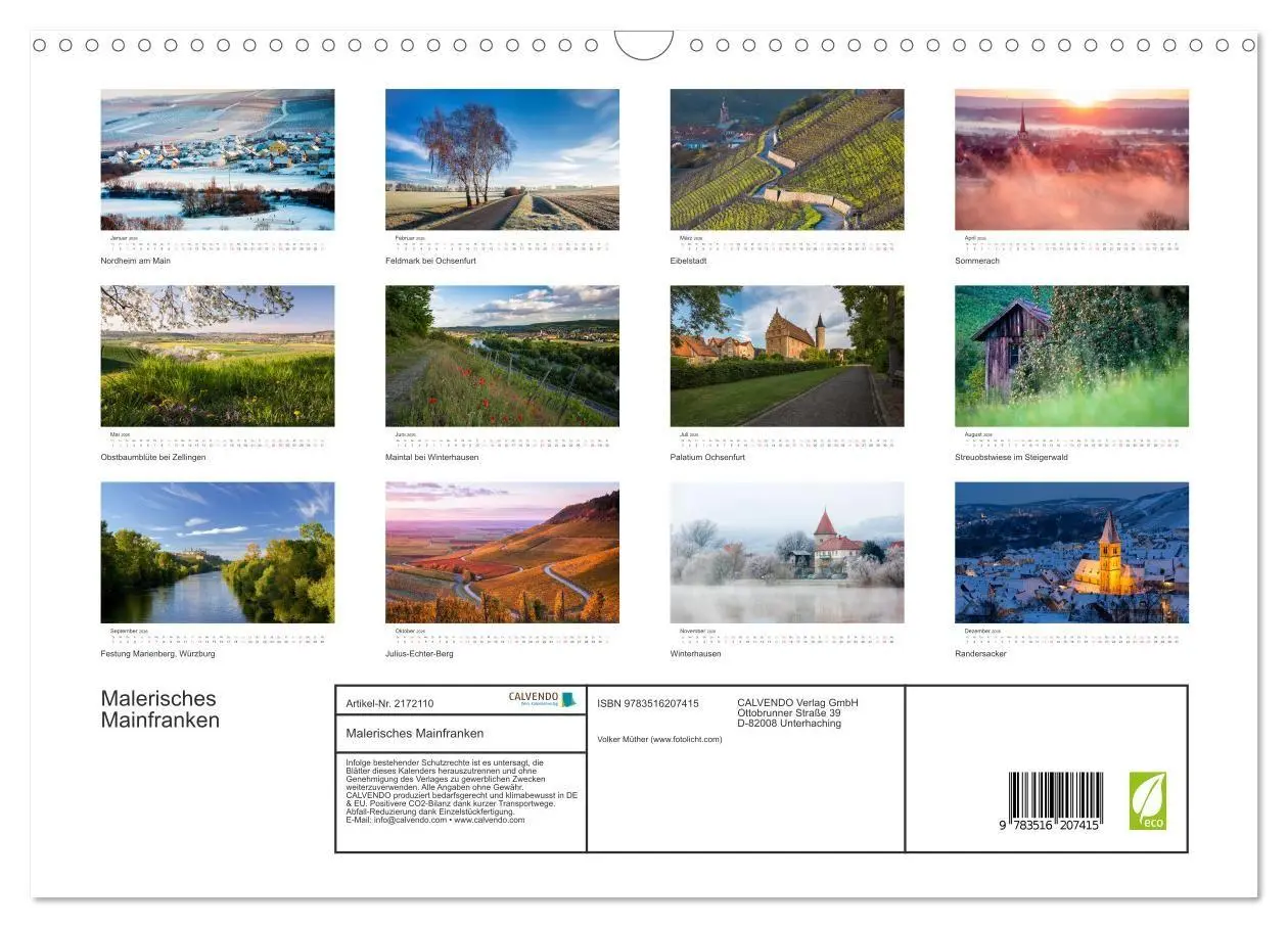 Bild: 9783516207415 | Malerisches Mainfranken (Wandkalender 2026 DIN A3 quer), CALVENDO...