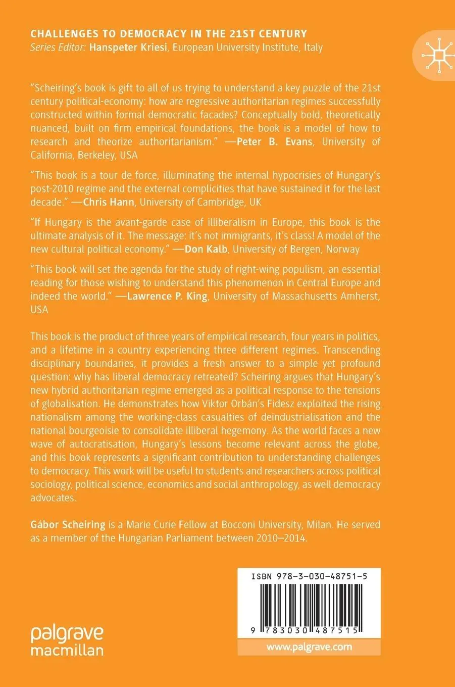 Rückseite: 9783030487515 | The Retreat of Liberal Democracy | Gábor Scheiring | Buch | xxvii