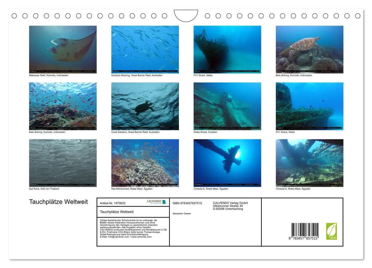 Bild: 9783457657515 | Tauchplätze Weltweit (Wandkalender 2026 DIN A4 quer), CALVENDO...